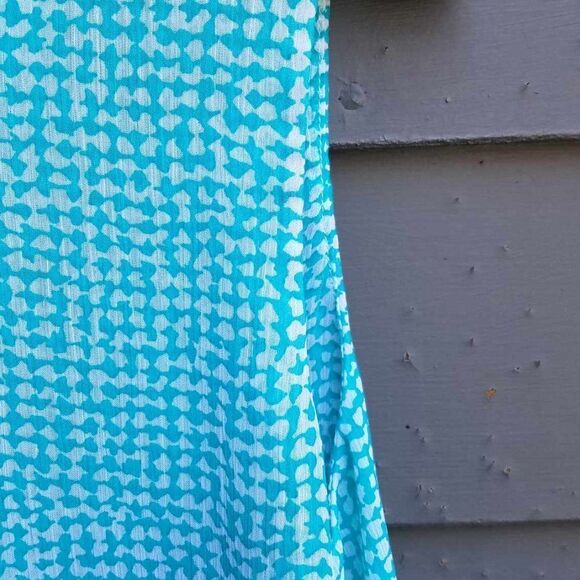 Fever Turquoise White Sleeveless Top with Longer Sides Size Large - Picture 8 of 12